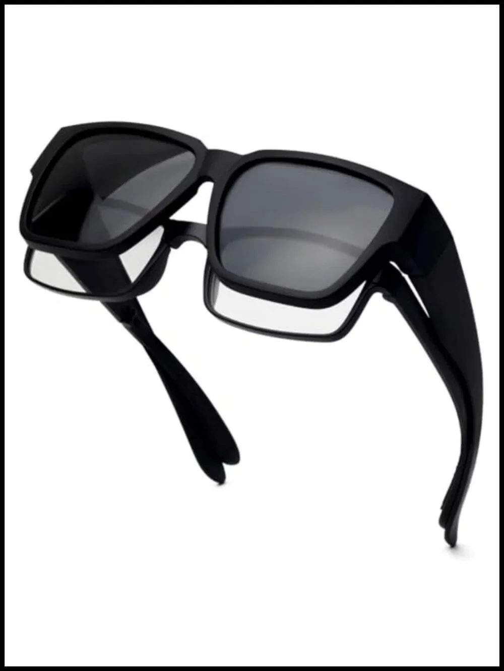 Polarized Over Glasses Sunglasses 145mm Wide Square Frame UV400 Unisex Fit Over